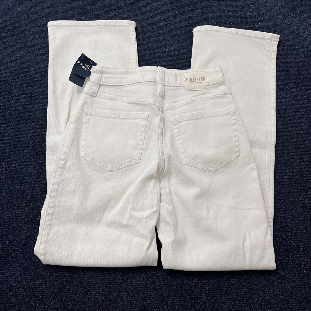Hollister Ultra High-Rise‎ Dad Jeans Womens 0 White Distressed Stretch Denim